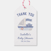 Zeilboot Dank je Jongen Baby shower Cadeaulabel (Voorkant)