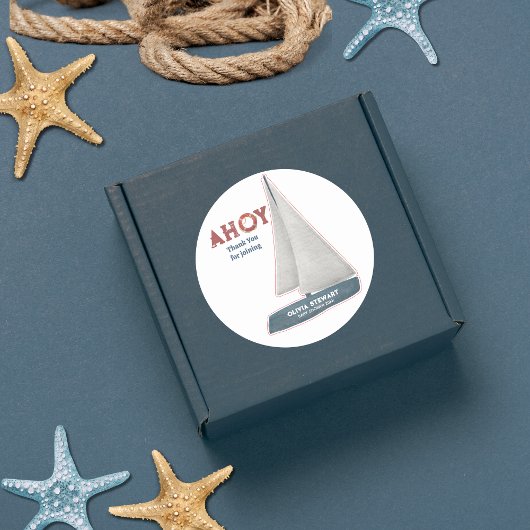 Zeilboot Dank u Nautisch Baby shower Ronde Sticker