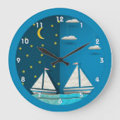 Zeilboot Day Night Clock Grote Klok (Voorkant)