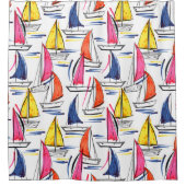 Zeilboot die het Nautical Summer Pattern-patroon v Douchegordijn (Voorkant)