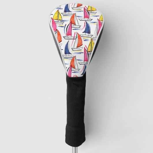 Zeilboot die het Nautical Summer Pattern-patroon v Golfheadcover (Voorkant)
