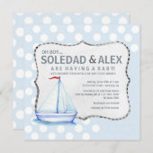 Zeilboot Douche uitnodiging (Voorkant / Achterkant)