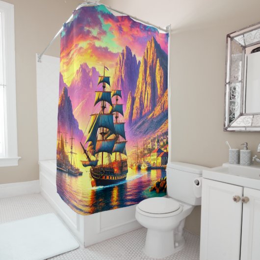 Zeilboot Douchegordijn (In situ)