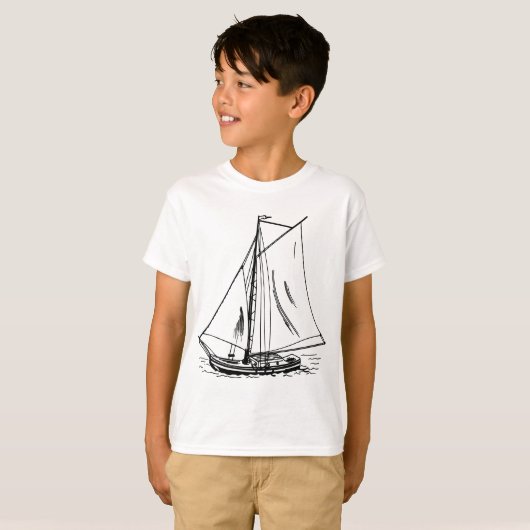 Zeilboot Drawing  T-shirt (Voorkant volledig)