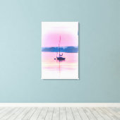 Zeilboot drijft vroeg in de ochtend licht. canvas afdruk (Insitu (Houten vloer))