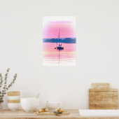 Zeilboot drijft vroeg in de ochtend licht. poster (Keuken)