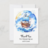 Zeilboot dromen: nautische Baby Jongen Douche Bedankkaart (Voorkant)