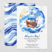 Zeilboot dromen: nautische Baby Jongen Douche Kaart (Voorkant / Achterkant)