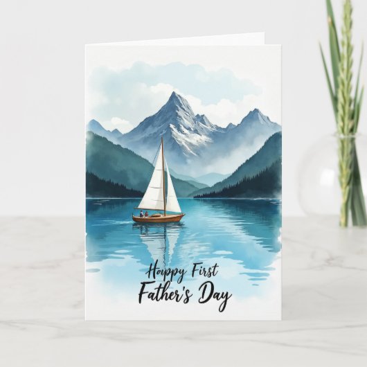 Zeilboot Eerste Vaderdag Kaart (Voorkant)