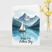 Zeilboot Eerste Vaderdag Kaart (Gele Bloem)