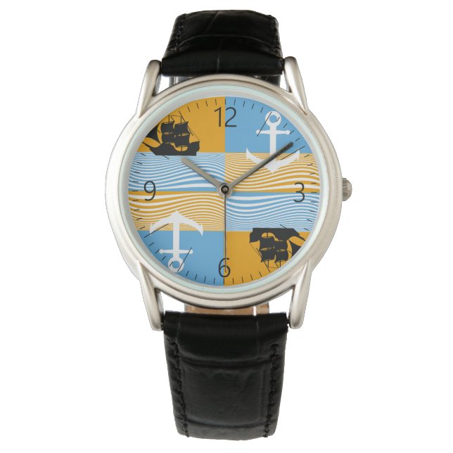 Zeilboot en ankerpatroon horloge (Voorkant)