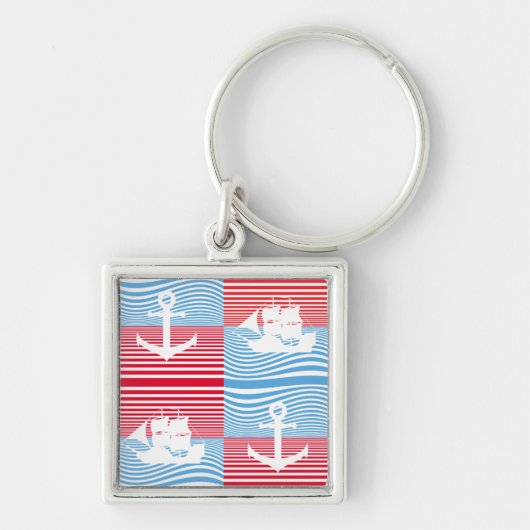 Zeilboot en ankerpatroon sleutelhanger (Voorkant)