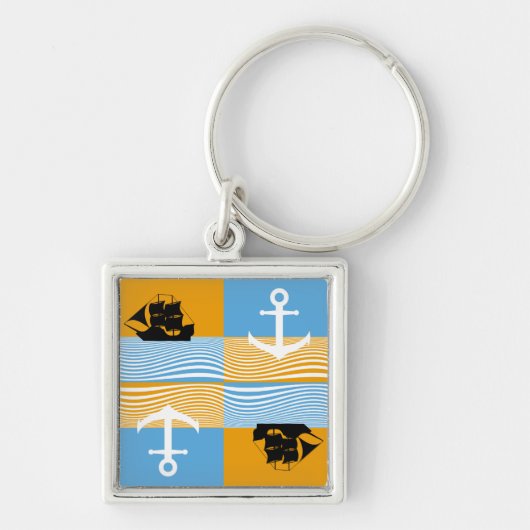 Zeilboot en ankerpatroon sleutelhanger (Voorkant)