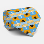 Zeilboot en ankerpatroon stropdas (Opgerold)