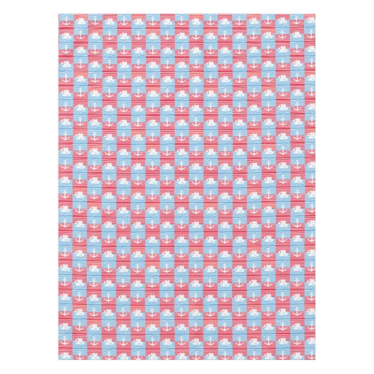 Zeilboot en ankerpatroon tafelkleed (Voorkant)