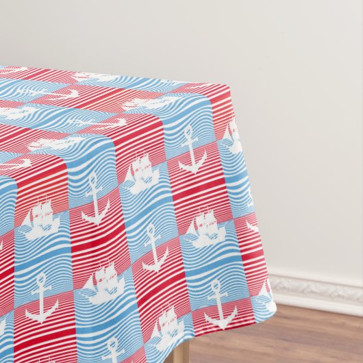 Zeilboot en ankerpatroon tafelkleed (Voorbeeld)