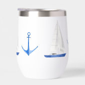 Zeilboot en blauwe anker Nautical Wijnkoeler (Rechts)