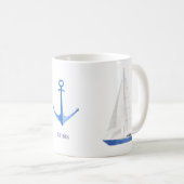 Zeilboot en Blauwe Anker Scheepvaart Koffiemok (Voorkant rechts)