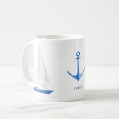 Zeilboot en Blauwe Anker Scheepvaart Koffiemok (Voorkant links)