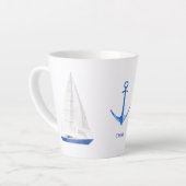 Zeilboot en Blauwe Anker Scheepvaart Latte Mok (Linkerhoek)