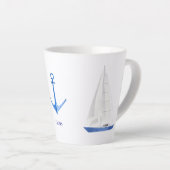 Zeilboot en Blauwe Anker Scheepvaart Latte Mok (Rechterhoek)