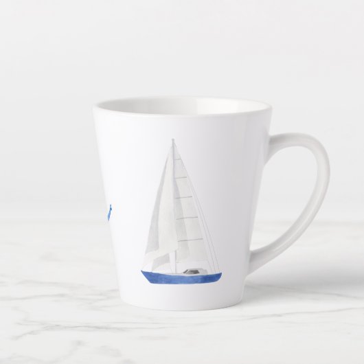 Zeilboot en Blauwe Anker Scheepvaart Latte Mok (Rechts)