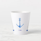Zeilboot en Blauwe Anker Scheepvaart Latte Mok (Voorkant)