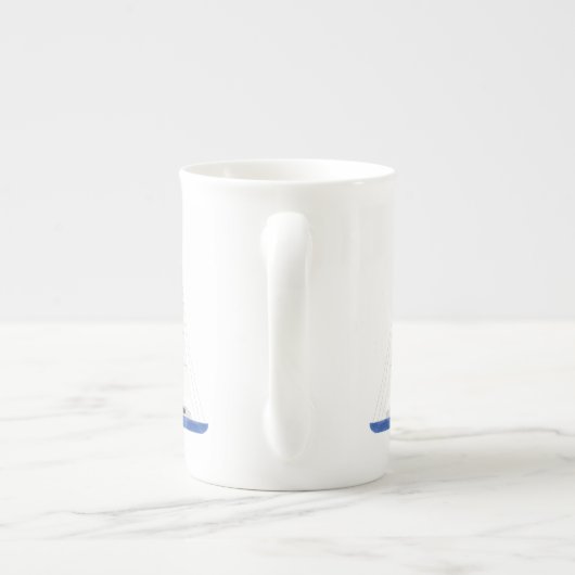 Zeilboot en Blue Anchor Nautical Porselein Kop (Achterkant)