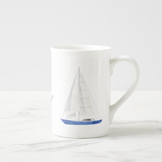 Zeilboot en Blue Anchor Nautical Porselein Kop (Rechts)