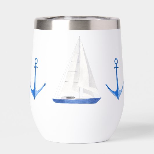 Zeilboot en Blue Anchor Nautische Wijnkoeler (Achterkant)