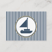 Zeilboot en Blue Stripes Baby shower Bericht Informatiekaartje (Achterkant)