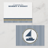 Zeilboot en Blue Stripes Baby shower Bericht Informatiekaartje (Voorkant / Achterkant)