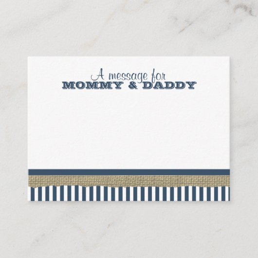 Zeilboot en Blue Stripes Baby shower Bericht Informatiekaartje (Voorkant)