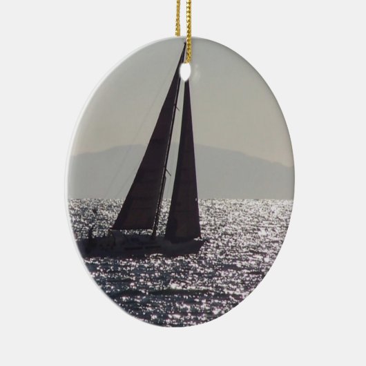 Zeilboot en catalina keramisch ornament (Rechts)