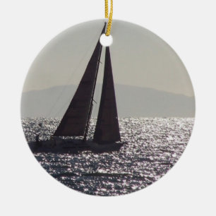 Zeilboot en catalina keramisch ornament
