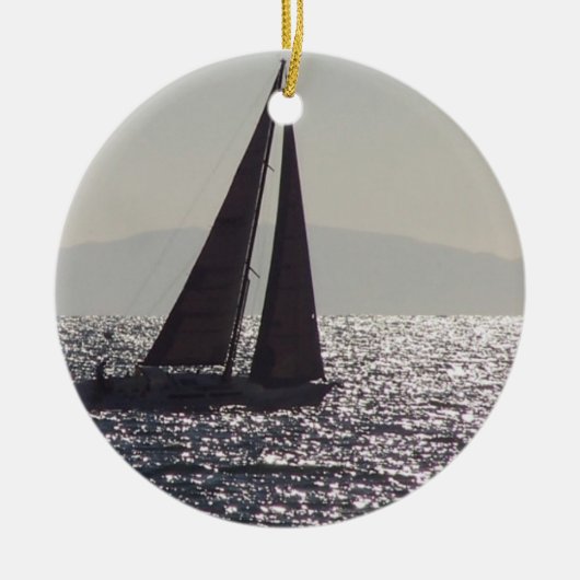 Zeilboot en catalina keramisch ornament (Voorkant)