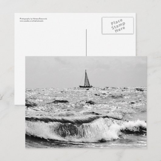 Zeilboot en een mooie golf briefkaart (Voorkant / Achterkant)