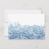 Zeilboot en golven Blue Yacht Club bruiloft RSVP Kaartje (Achterkant)