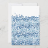 Zeilboot en golven Elegante Marine Blauwe bruiloft Kaart (Achterkant)