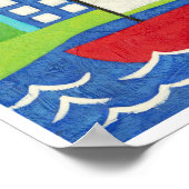 Zeilboot en hete-luchtballon met stadsgezicht poster (Hoek)