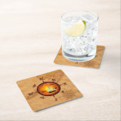 Zeilboot en kompas Roos Kartonnen Onderzetters (Insitu)