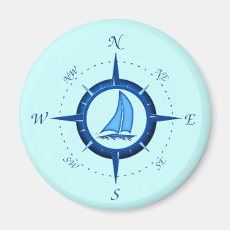Zeilboot en kompas Roos Magneet