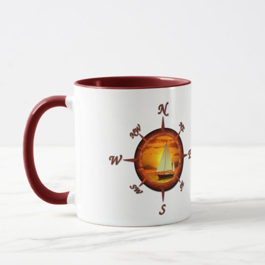 Zeilboot en kompas Roos Mok (Links)