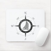 Zeilboot en kompas Roos Muismat (Met muis)