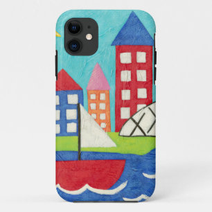 Zeilboot en luchtballon met Cityscape Case-Mate iPhone Case
