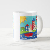 Zeilboot en luchtballon met Cityscape Grote Koffiekop (Voorkant rechts)