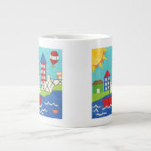 Zeilboot en luchtballon met Cityscape Grote Koffiekop (Voorkant)