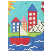 Zeilboot en luchtballon met Cityscape Klembord (Achterkant)