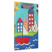 Zeilboot en luchtballon met Cityscape Klembord (Rechts)