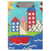 Zeilboot en luchtballon met Cityscape Klembord (Voorkant)